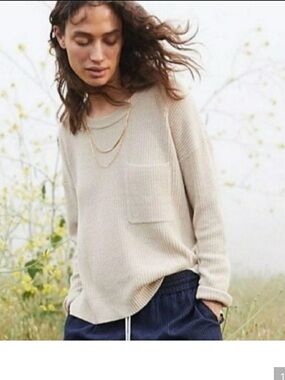Madewell Oatmeal Thompson Ribbed Pullover Sweater Size M